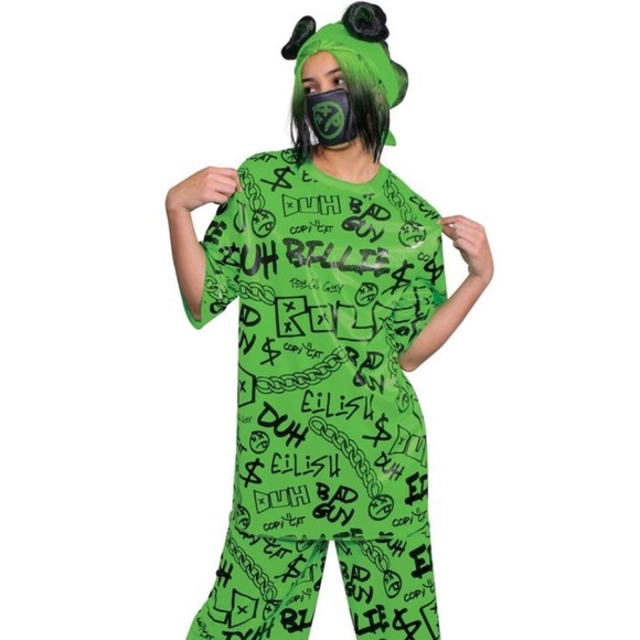 BRAND NEW youth girl billie ellish halloween costume size S 4-6 / M 8-10 L 12-14 - Picture 1 of 10